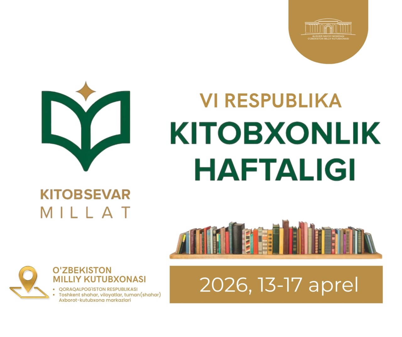 “Kitobsevar millat” shiori ostidagi VI Respublika “Kitobxonlik haftaligi” bo'lib o'tadi